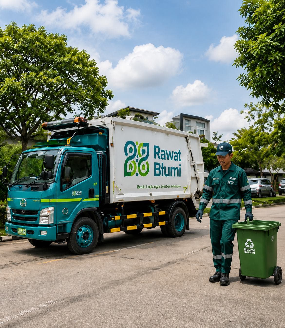 Truk Rawat Bhumi dan operator menjemput sampah terjadwal
