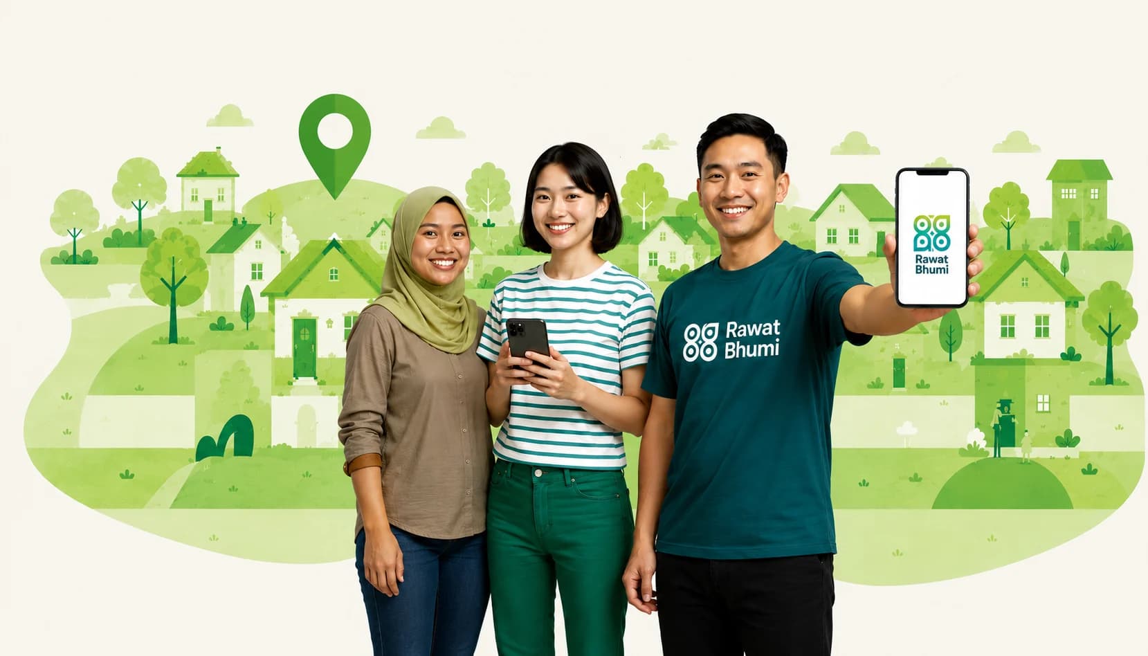 Warga menunjukkan aplikasi Rawat Bhumi di lingkungan perumahan